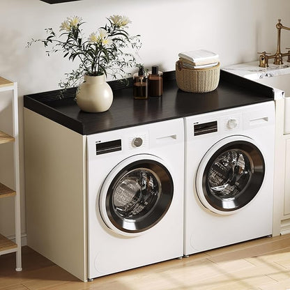 ChooChoo Washer Dryer Countertop, Laundry Room Topper for Folding Clothes and Storage, Over Machine Organizer Table, Black