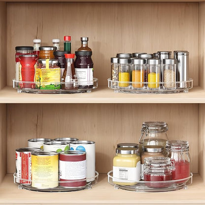 3 Pack Lazy Susan Organizer, 9.5 Inch Lazy Susan Turntable for Cabinet, Refrigerator Organizer for Pantry Organizers and Storage, Non-Skid Fridge Organizer