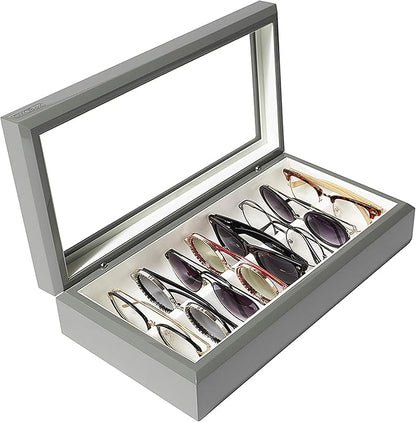 OYOBox Maxi Luxury Eyewear Organizer, Lacquered Wood Box for Glasses + Sunglasses