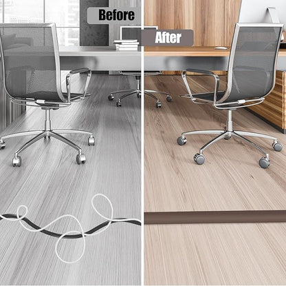 Floor Cord Cover Cable Cavity Self Adhesive Cord Hider Floor Floor Cable Management Power Cord Protector Floor Electric Cord Covers for Offices, Gym, Exhibitions (CoffeeBrown, 2.36" x 3.3')