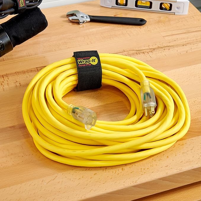 Super-Stretch Wrap-It Storage Straps - 12" (8-Pack) Orange - Elastic Hook and Loop Cinch Straps Extension Cord Organizer Hose and Cables Wraps