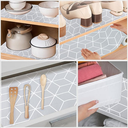 Shelf Liners 18 Inch Wide X 20 Ft Non Adhesive Kitchen Cabinet Drawer Liner Non Slip Water Oil-Proof Strong Grip Pantry Shelves Mat for Bathroom Cupboard Closet Refrigerator