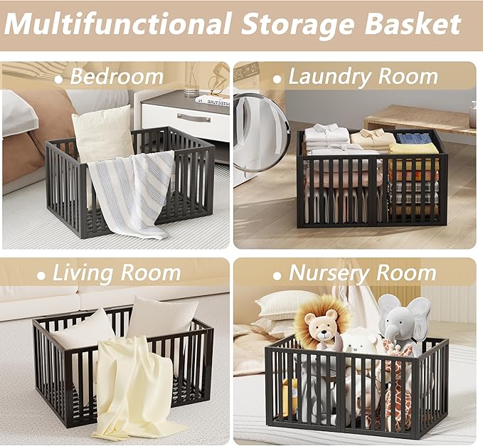 WISUCART 90 L Large Storage Bins, 2 Pack Clothes Storage Bins Foldable Closet Organizers Storage Containers for Clothing, Blanket, Comforters, Bed Sheets, Pillows and Toys(Black Tall (25"×16"x12"))