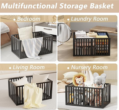 WISUCART 90 L Large Storage Bins, 2 Pack Clothes Storage Bins Foldable Closet Organizers Storage Containers for Clothing, Blanket, Comforters, Bed Sheets, Pillows and Toys(Black Tall (25"×16"x12"))