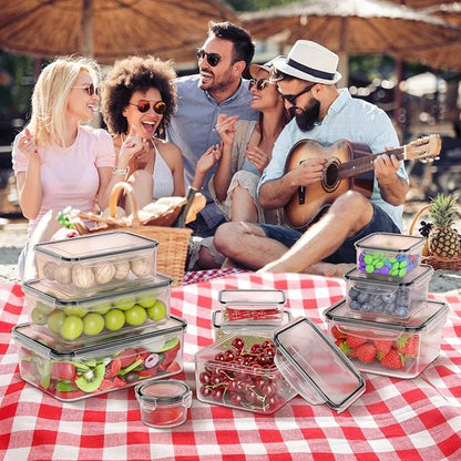 GEIKR 44 PCS Plastic Food Storage Containers with Lids Airtight, BPA-Free Leakproof Meal Prep Containers Reusable,Microwave & Dishwasher & Freezer Safe,Includes Labels & Pen
