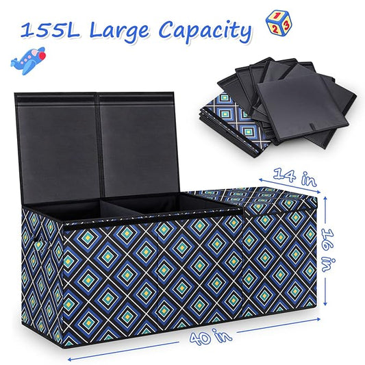 HOMEMARVEL Large Toy Chest, Big Toy Box, Extra Large Toy Box for Boys & Girls, Collapsible Sturdy Chest Storage Organizer with Removable Lids for Playroom, Bedroom, Nursery, Closet