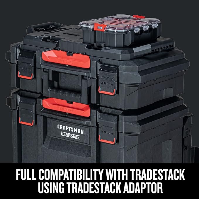 CRAFTSMAN VERSASTACK Storage Organizer, Small Parts Organizer, 8 Compartments, Lid Includes Secure Latch (CMST17827)