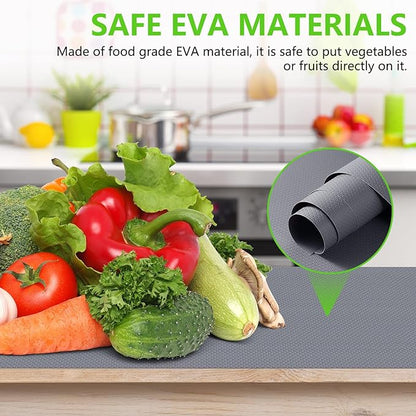 Shelf Liners for Kitchen Cabinets Refrigerator Liners Waterproof & Oil-Proof Kitchen Cupboard Liner Non-Slip Drawer Mats Non Adhesive Fridge Liner for Shelves - Grey 23.6 x 393.7 Inches