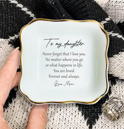 To My Daughter Gift, Ceramic Ring Dish For Girl Bride From Mom, Jewelry Dish, Trinket Tray, Daughter Birthday Gift, Daughter Present, Wedding Gift, Mother And Daughter, Daughter In Law Gift…
