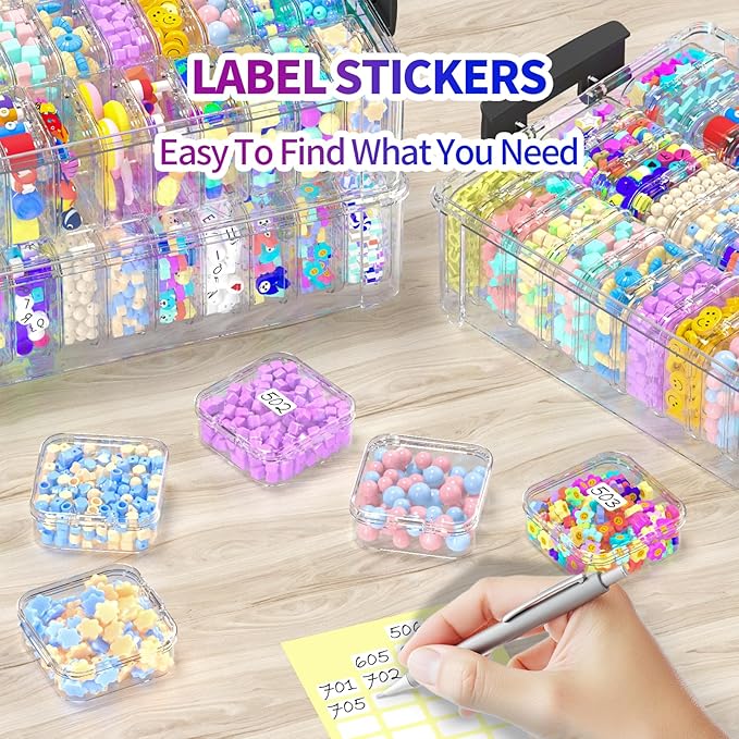 Bead Organizer Box 120 Pcs, 4-Tier Large Capacity Stackable Bead Storage Containers, Portable Plastic Craft Organizers for Jewelry Making, Bracelets, DIY, Nail Art Charms