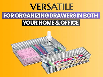 YBM HOME White Mesh Desk Drawer Organizer Tray for Home and Office - Multipurpose Storage Holder