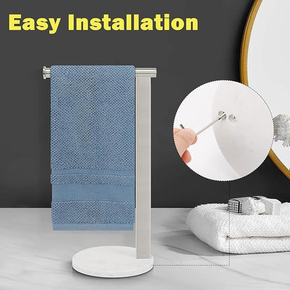 Stainless Steel L-Shaped Hand Towel Holder, SUS304 Bathroom Towel Rack with Thickened Base for Countertop Vanity (Brush Nickel)