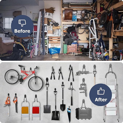 Garage Hooks Heavy Duty, 12 Pack Anti-Slip Coating Garage Wall Storage Hooks for Hanging Bike, Ladder, Garden Tools