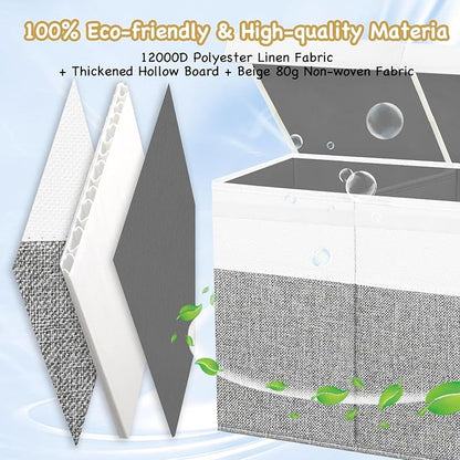 Large Toy Box Chest,Toy Storage Organizer,Storage Bins with Lids,Stuffed Animal Storage,Toy Bins for Kids,Toddlers,Baby,Girls,Nursery,Living room,playroom(Grey)