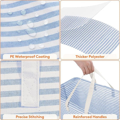 Lifewit 2 Pack Laundry Hamper Large Collapsible Laundry Baskets, Freestanding Waterproof Clothes Hamper with Easy Carry Handles in Laundry Room Bedroom Bathroom College Dorm, Grey&Blue, 2 x 100L