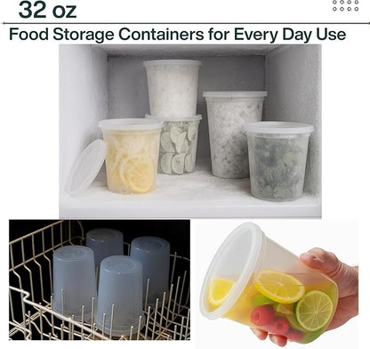 ProTakeOut Mixed Sizes Pack Heavy Duty Plastic Deli Containers | BPA-Free Food Storage with Airtight Leak‑Proof Lids | Microwave, Freezer & Dishwasher Safe Stackable (60 (20CT))