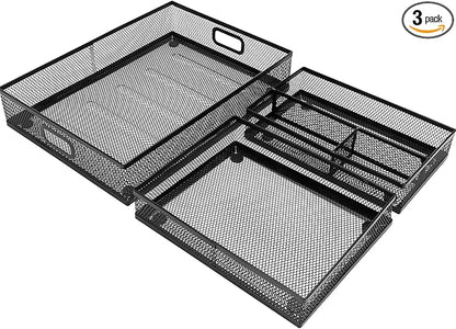 Office Drawer Organizer 3 Pack, Office Supplies Desk, Black Mesh Drawer Organizer Hold Pens & A4 Sized File, 12 x 9 Inches Visit the Store