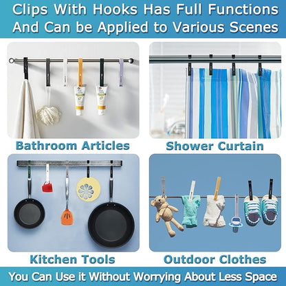 XoYoZo Laundry Hooks with Clips Hanger Closet Organizer Clamps Socks Boot Bras Towels for Bathroom Wardrobe Kitchen Office 4Pcs (Green)