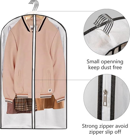 Hanging Clothes Storage with 4" Gusseted Garment Covers (Set of 6) - Clear Suit, Dress, Sweater, Shirt Protectors - 24"x 40"x 4" / 6 Pack