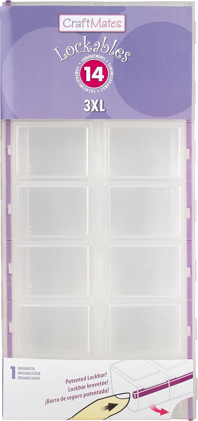 Craft Mates Craft & Sewing Supplies Organizer, 14 Locking Compartments (3XL) with Clear Lids, Bead, Jewelry, Embroidery, Thread, Needle, Scrapbooking, DIY Storage Box for Crafters and Artists