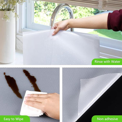 Shelf Liners for Kitchen Cabinets Refrigerator Liners Waterproof Kitchen Cupboard Liner Non-Slip Drawer Mats EVA Material Non Adhesive Fridge Mats for Shelves - Clear 23.6 x 393.7 Inches