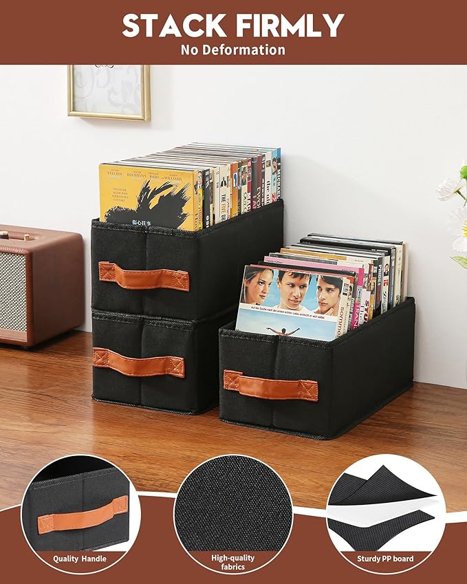 6 Pack DVD Storage Box, DVD Organizer Holds Up to 102 DVDs, Foldable DVD Holder, Large CD Storage Case