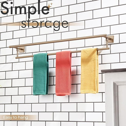 KOKOSIRI Towel Bars 36-Inch Bathroom Towel Holder Champagne Bronze Double Bath Towel Racks Wall Mounted Stainless Steel B5009CPG-L36