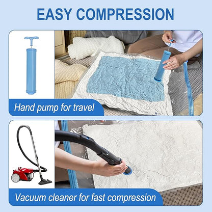 Fygrip Vacuum Storage Bags with Hand Pump, Plastic Packaging Bags, 80% Space Saver Vacuum Seal Bags for Clothing, Travel Lugggage, Blankets, Comforters, 20 Combo