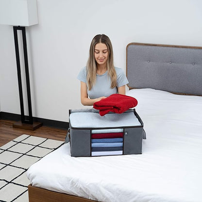 VENO 3 Pack Large Clothes Blanket Storage Bag, Christmas Ornament Storage Container Bins for Holiday Decor for Comforters Bedding, Foldable with Sturdy Zipper, Handle, Clear Window (13.3 Gallon)