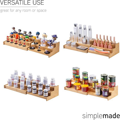 SIMPLEMADE 3-Tier Spice Rack Organizer - Versatile Storage Shelf for Kitchen, Bathroom, Bedroom & Office, Set of 1, Expandable Bamboo