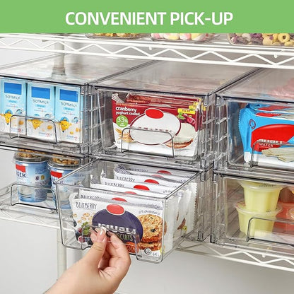 Small Stackable Clear Acrylic Storage Drawers(2 Pack) with Handles,Plastic Organizer Bins for Fridge Bathroom Kitchen Cabinet Pantry Coffee bar Undersink Office Closet Storage Bins