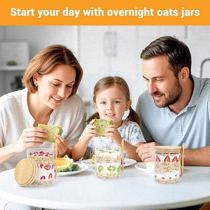 Glass Jars with Bamboo Lids and Spoon - 2 Pack 26 Fl.oz Round Glass Pantry Storage Containers Set, Includes Labels and Marker, Loose Leaf Tea Canister Jar for Sugar, Flour, Beans, Nuts, Oats