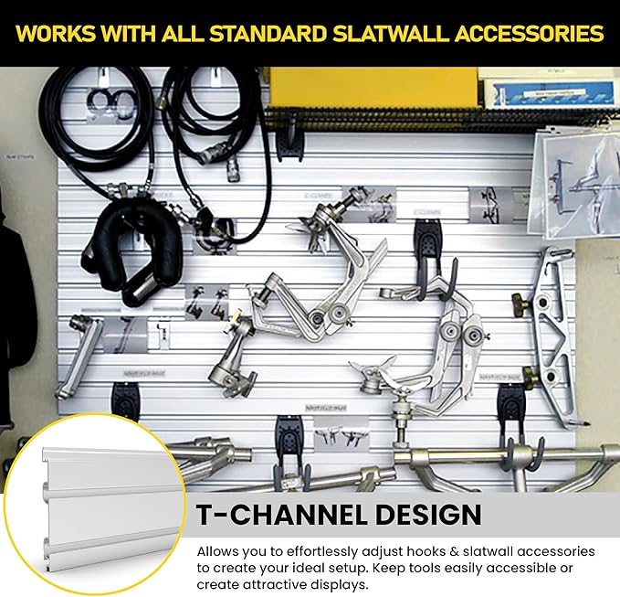 DLDIRECT Slatwall Panel Garage Wall Organizer Heavy Duty Mounted Aluminum Slat Rack, Interlocking Paneling for Storage, Board, Shelves System -Silver (3’H4’W)