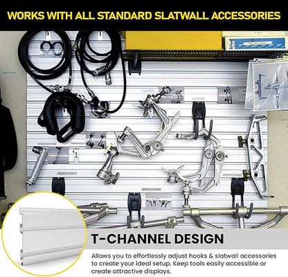 DLDIRECT Slatwall Panel Garage Wall Organizer Heavy Duty Mounted Aluminum Slat Rack, Interlocking Paneling for Storage, Board, Shelves System -Silver (3’H4’W)