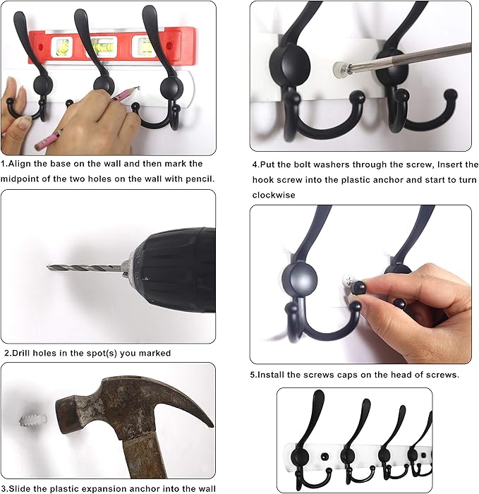WEBI Coat Rack Wall Mount,Coat Hanger Wall,Coat Hooks Wall Mounted with 5 Hooks for Hanging Clothes,Hats,Jacket,Antique Copper,2 Packs