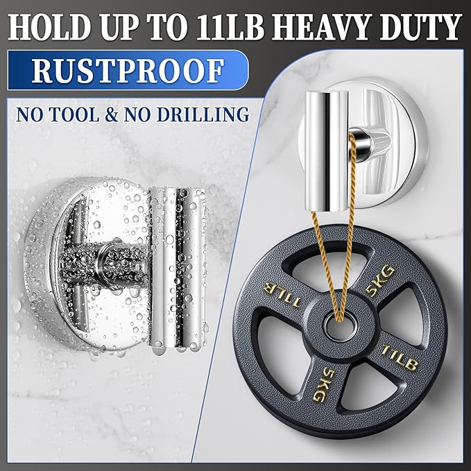 warlve Heavy Duty Reusable Suction Cup Hooks for Shower - No Drill Bathroom/Glass/Mirror/Tiles & Metal Surfaces,and Smooth Non-Porous Surfaces for Towels, Robes, Loofahs (4, Chrome Polished)