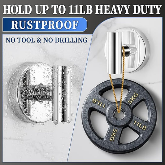 warlve Heavy Duty Reusable Suction Cup Hooks for Shower - No Drill Bathroom/Glass/Mirror/Tiles & Metal Surfaces,and Smooth Non-Porous Surfaces for Towels, Robes, Loofahs (4, Chrome Polished)