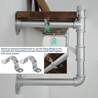 WEBI Wall Mounted Clothes Rack with Shelf,32" Industrial Pipe Clothing Rack with Shelf with Hanging Rod,Heavy Duty Iron Garment Rack Bar,Retail Display Clothes Rod for Laundry Room,Closet,Silver