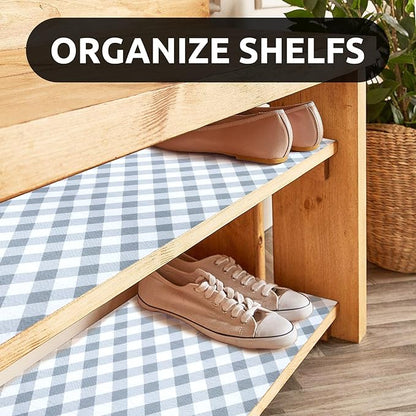 RAY STAR 12X120 Inch Shelf Liner for Kitchen Cabinets, Non-Adhesive Cabinet Liner Washable, PVC Drawer Liner for Dresser Non-Slip Bathroom (Plaid)(4 Roll)