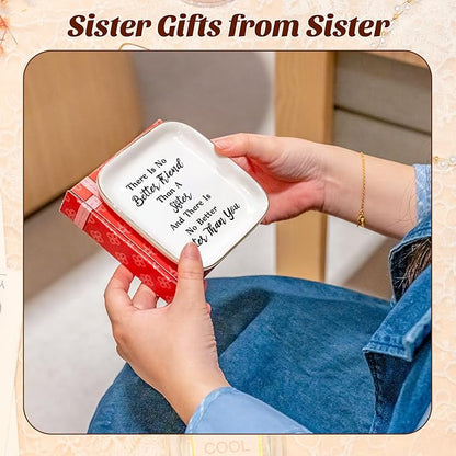 PUDDING CABIN Sister Gifts from Sister Soul Sisters Birthday Gifts for Women Funny Sis Jewelry Dish Adult Sister In Law Gifts