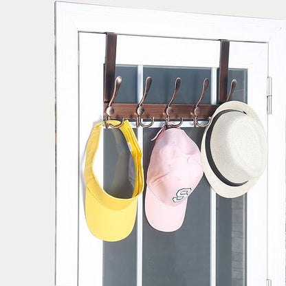 WEBI Over The Door Hook,Door Hanger Hook Rack with 5 Tri Hooks for Hanging,Over Door Towel Rack Door Coat Hanger Door Coat Rack for Bathroom,Behind Back of Door,Antique Copper,2 Packs