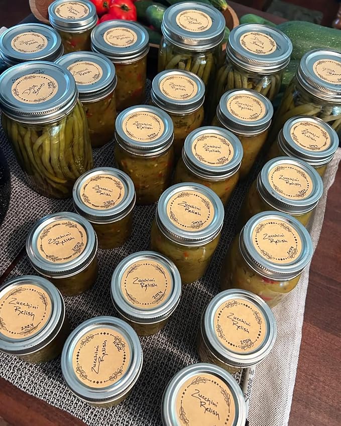 500pcs 2" Label Stickers for Jars and Lids, 4 Different Wreath Designs, Kraft Labels Christmas Valentines Day Gift Tags Stickers for Pantry, Mason Jars, Canning, Bottles
