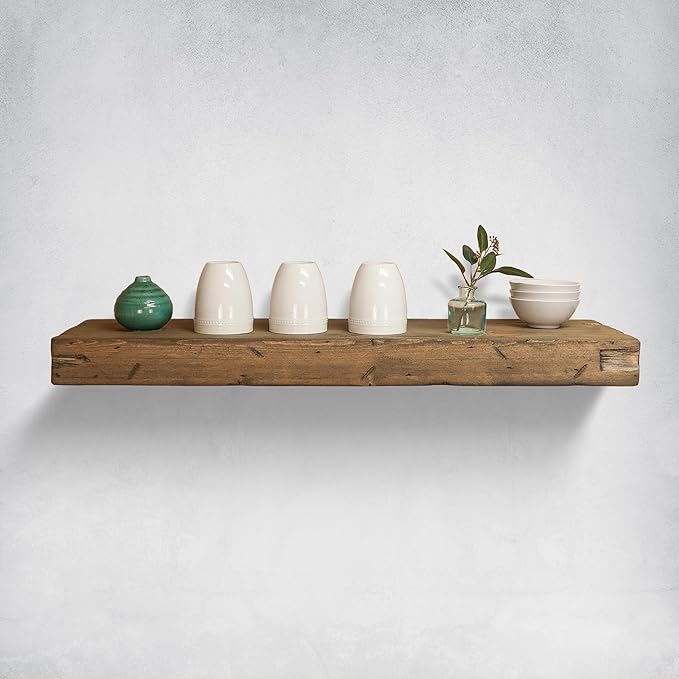 Urbandi Rustic Distressed Floating Shelves, Set of 2, Handmade Out of Pine Wood, 3 Inch Thick, Made in USA (Aged Barrel, 36Lx3Hx8D)
