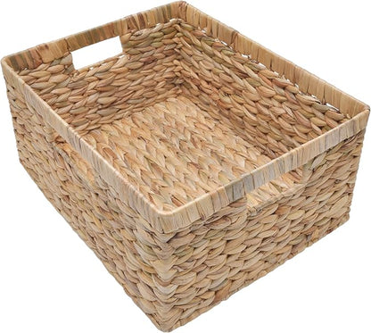 StorageWorks Extra Large Wicker Baskets for Organizing, Water Hyacinth Storage Basket with Built-in Handles, 1 Pack