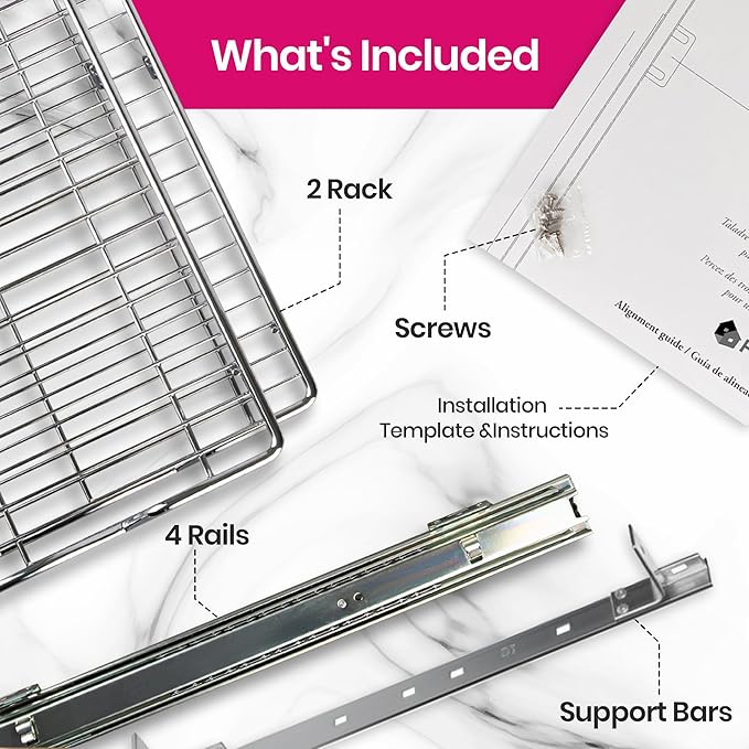 HOLDN’ STORAGE Two Tier Pull Out Cabinet Organizer, Individual Sliding Drawers - Heavy Duty Metal with Lifetime Limited Warranty - Anti Rust Chrome Finish - 12" W x 21”D x 16.5" H