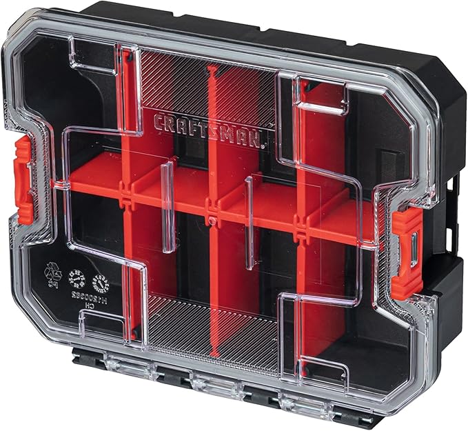 CRAFTSMAN VERSASTACK Storage Organizer, Small Parts Organizer, 8 Compartments, Lid Includes Secure Latch (CMST17827)
