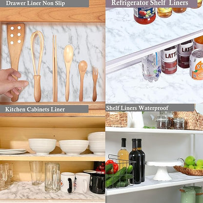 Shelf Liner for Kitchen Cabinets 15 Inch Wide X 20 Ft Non Adhesive Cabinet Drawer Liners for Shelves Non Slip Waterproof Marble Printed Mat for Closet Bathroom Pantry Cupboard Refrigerator