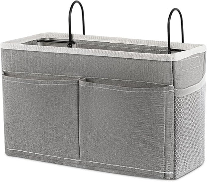 Retyion Bedside Caddy Bedside Hanging Storage Basket Bed Caddy for Headboards Bunk Dorm Rooms Crib Beds Rails Organizer (Grey)
