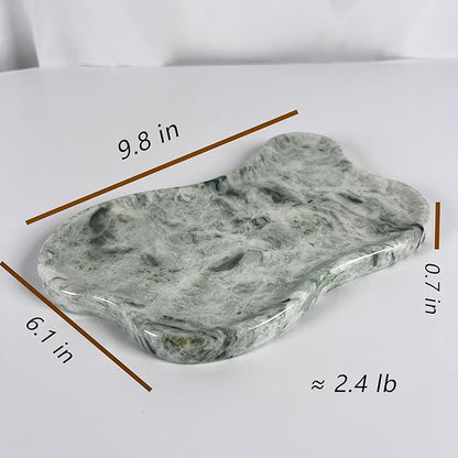 WneFu Choiziic Natural Decorative Tray, Cloud Shape, 9.8x6.1x0.62 Inches, Modern Style, Polished Finish, Bathroom Kitchen Counter Vanity Organizer with Anti-Slip Mad (Green-Marble-P)