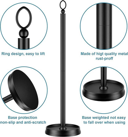 Heavy Weighted Toilet Paper Holder (with Reserve Function) Free Standing, Spare Toilet Paper Roll Storage Stand for Bathroom Total Height 22.5" ，Matte Black